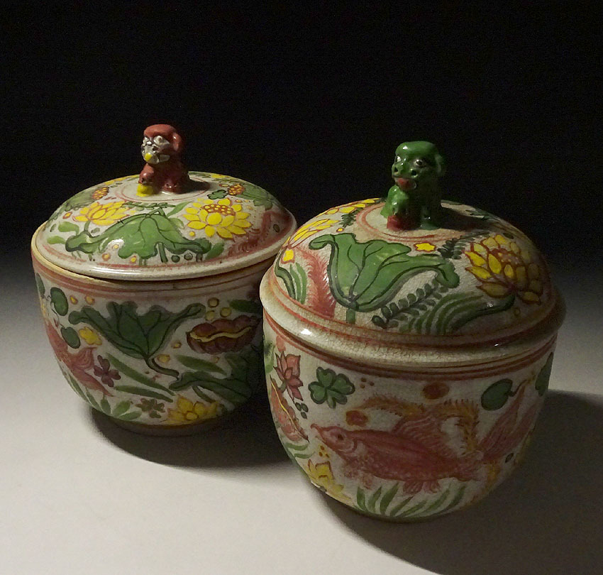 安南染付 時代古作品！ベトナム古陶磁器 双魚の図 径 14.4cm皿