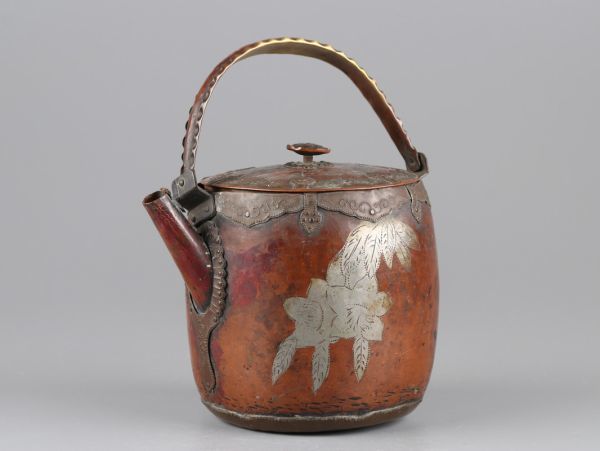 煎茶道具 銅虫 古銅造 湯沸し 銀象嵌 時代物 極上品 初だし品 4535