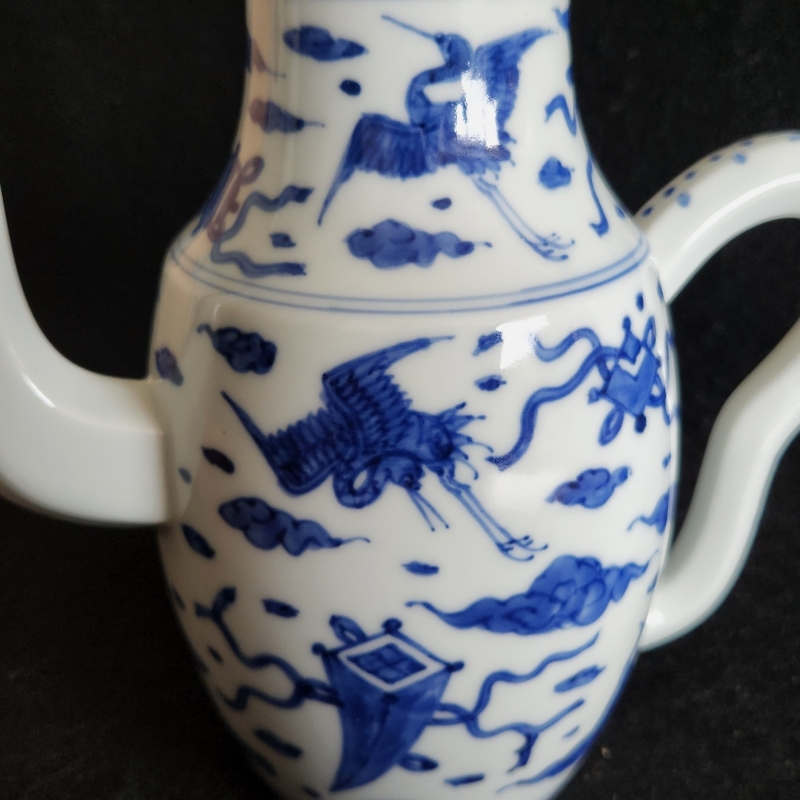 高野清鳳 染付 宝雲鶴 煎茶器 茶器セット 煎茶道具 宝瓶