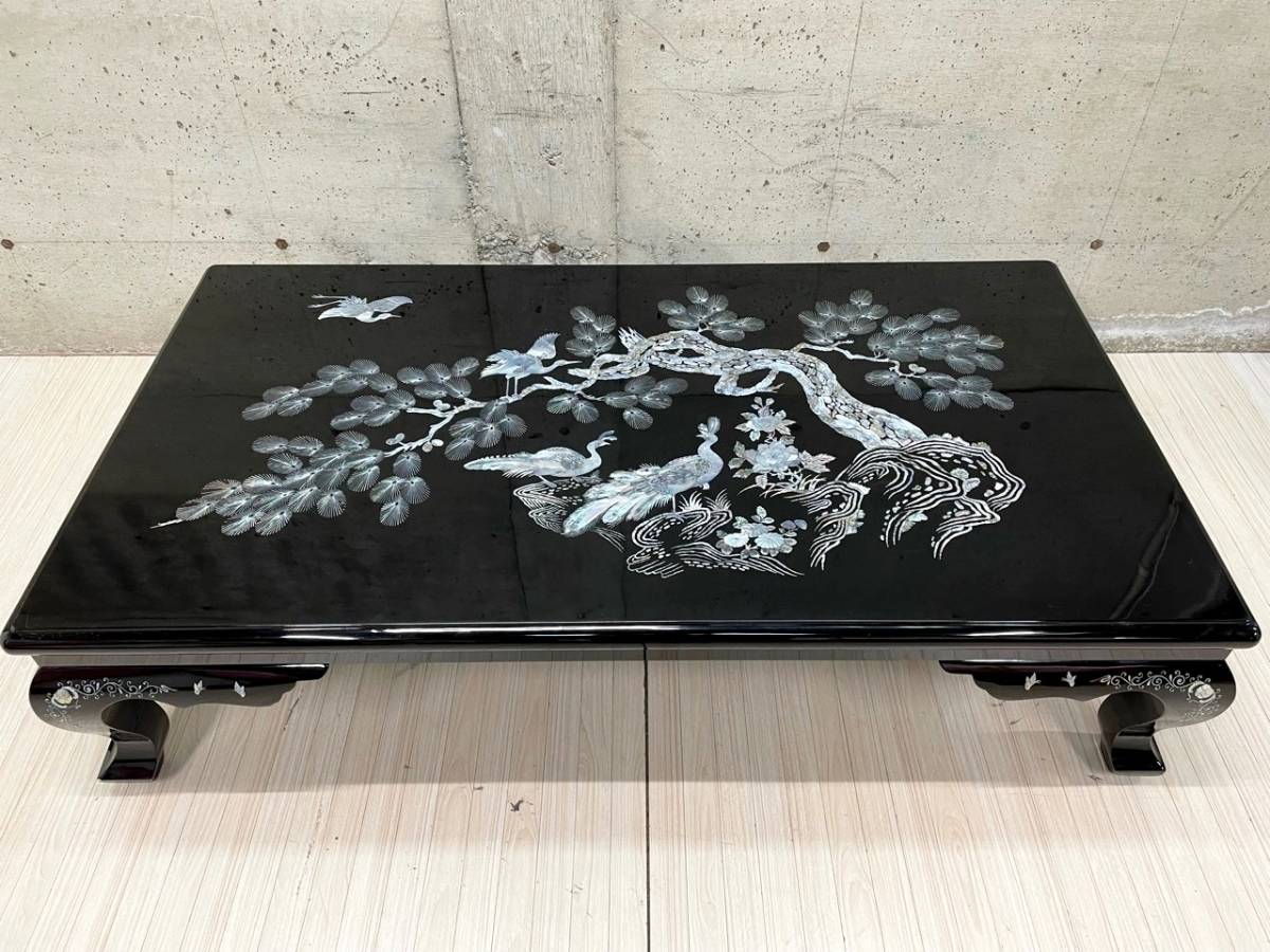 直接の受け渡しのみ 黒螺鈿テーブル 螺鈿テーブル 座卓テーブル  