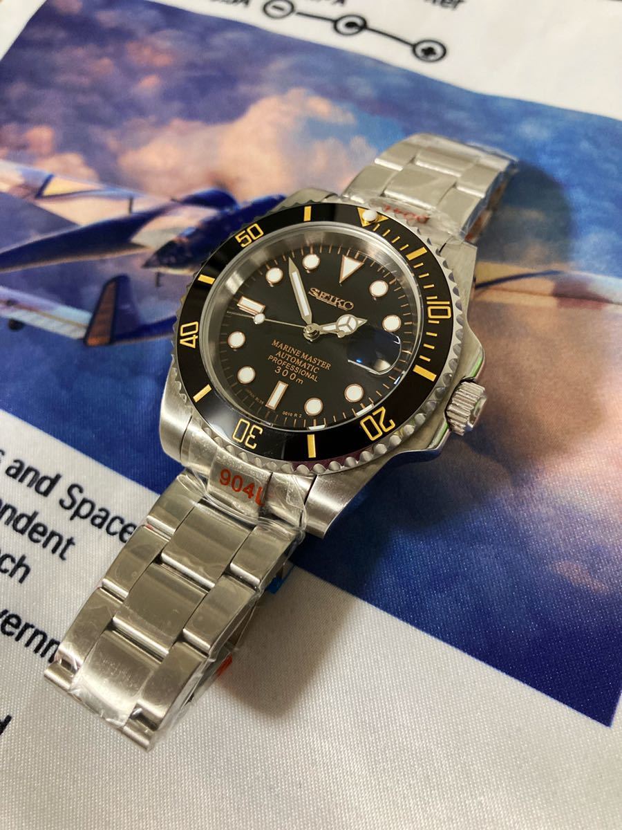 SEIKO MOD カスタム　ローズゴールド仕様　ハイクォリティケース　グライドロック　激夜光