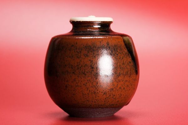 茶道具 京焼 笹田仁史造 大海茶入 宗薫緞子仕覆付 共箱 V 7199 笹田