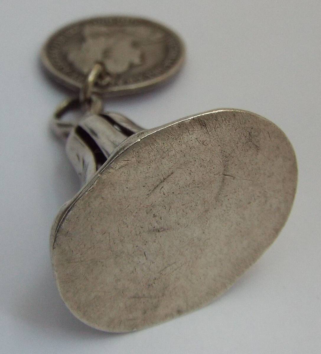 1793年 英国 アンティーク ジョージ LONDON ホールマーク シルバー ワックスシール ペンダント 彫金 チャーム 銀 フォブ CRISPIN FULLER_8