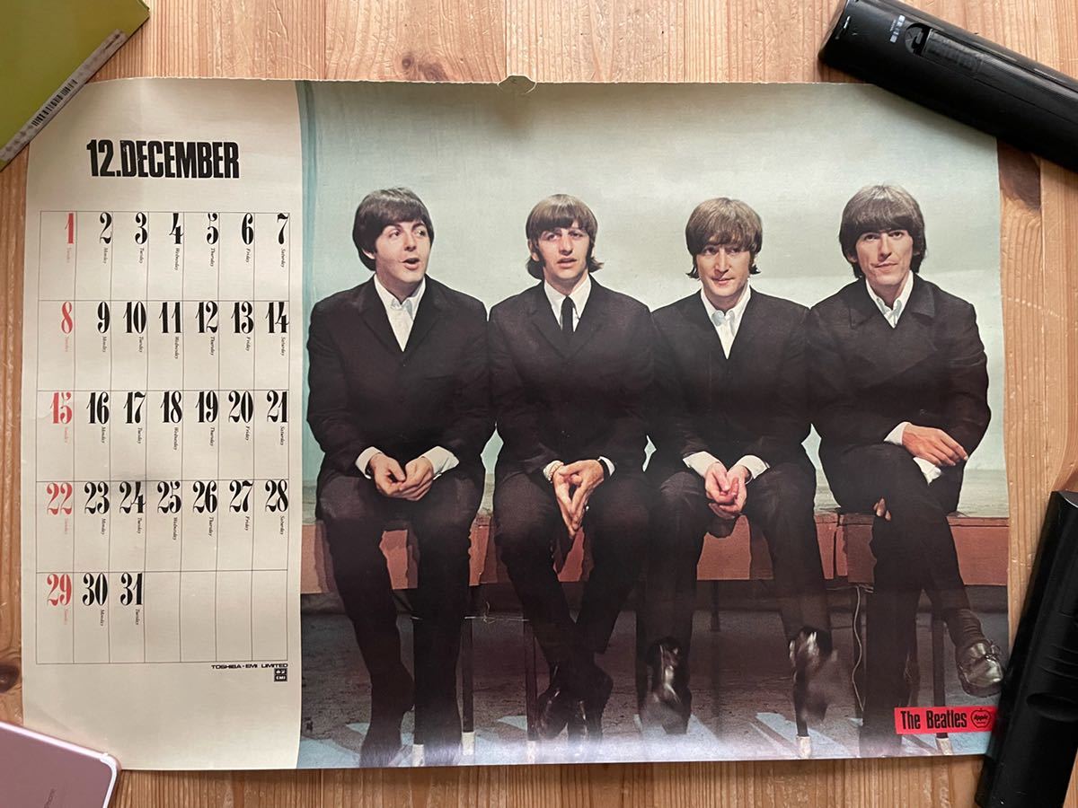 【送料無料】ビンテージ The Beatles/ビートルズ　Apple RECORDS/東芝EMI カレンダーポスター12月のみ 希少レア