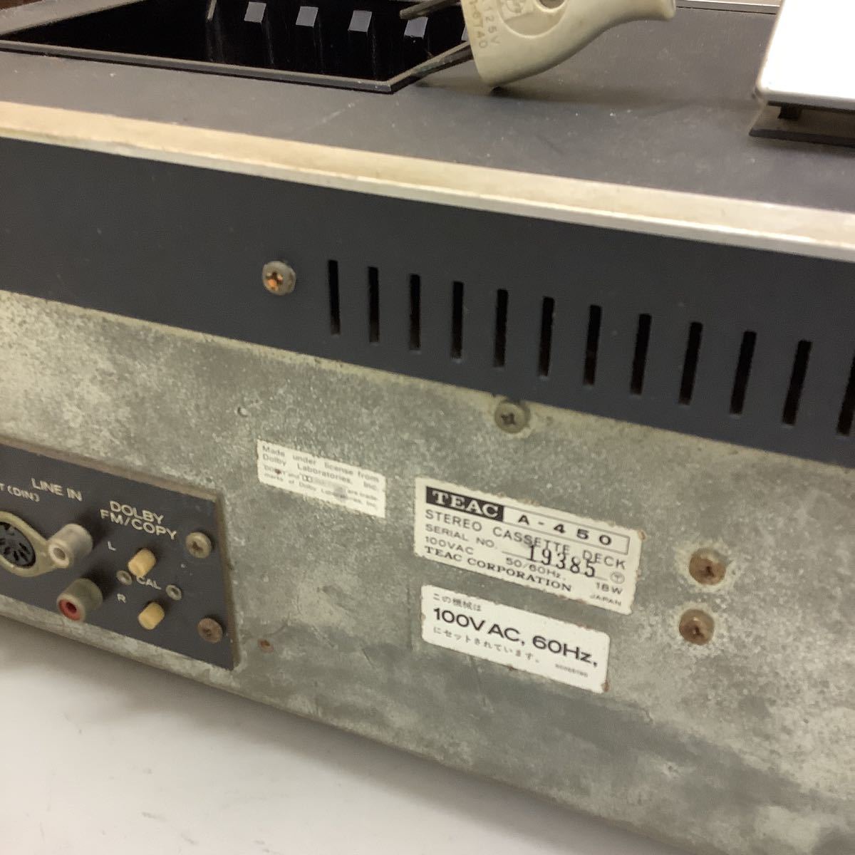 TEAC A-450 ステレオカセットデッキ 本体通電のみ確認 TEAC ティアック A-450 ステレオ カセットデッキ 現状品 通電のみ確認