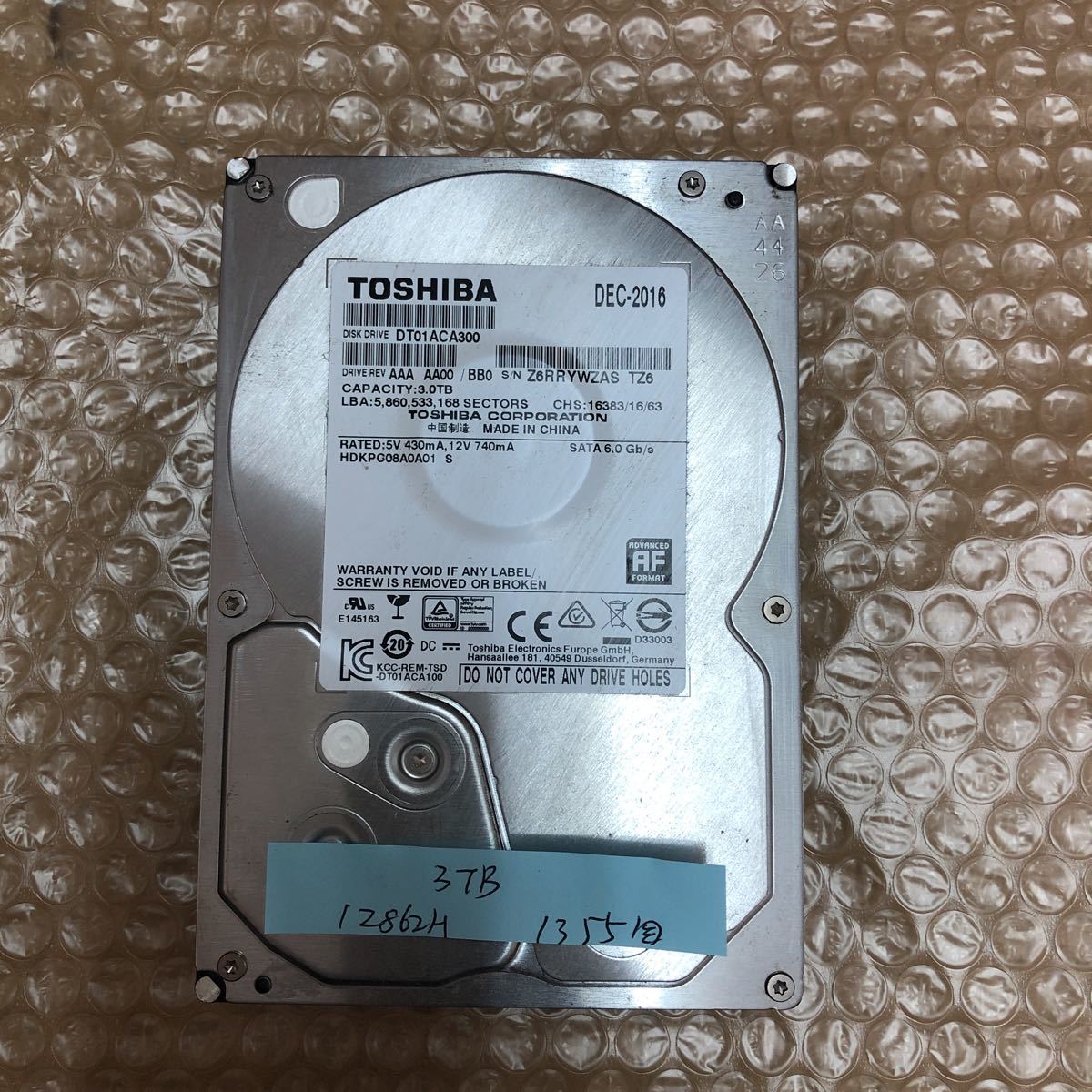 【お得】 使用時間12862H/TOSHIBA DISK DRIVE DT01ACA300(2TB～)｜売買されたオークション情報、yahooの商品情報をアーカイブ公開 - オークファン 3.5 SerialATA