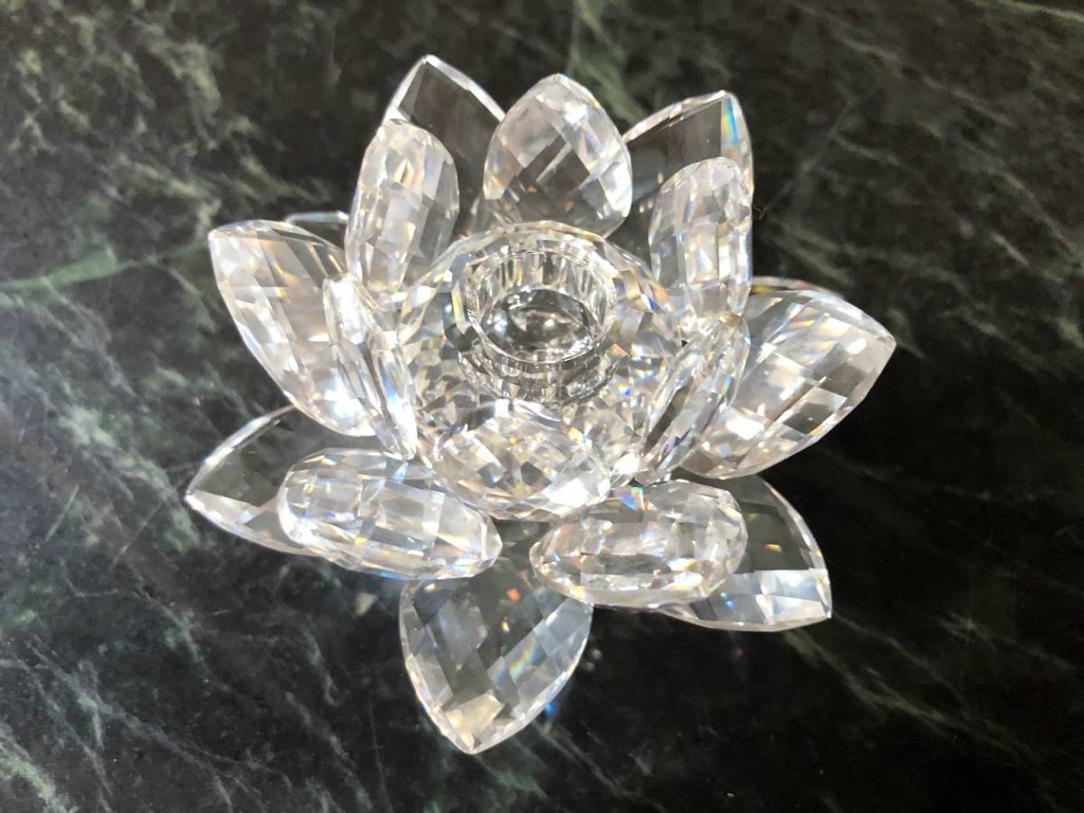スワロフスキー SWAROVSKI 蓮の花 睡蓮 置き物 キャンドル スタンド