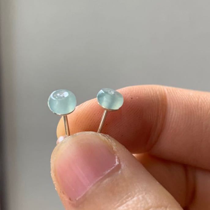本翡翠ピアス グァテマラ産 シルバー アイス系 天然石 0 ピアスの通販