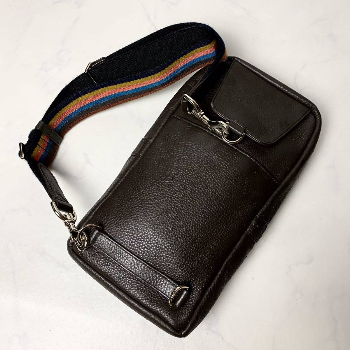 1円~【至極の逸品】Paul Smith ポールスミス PVC レザー メンズ ボディ 