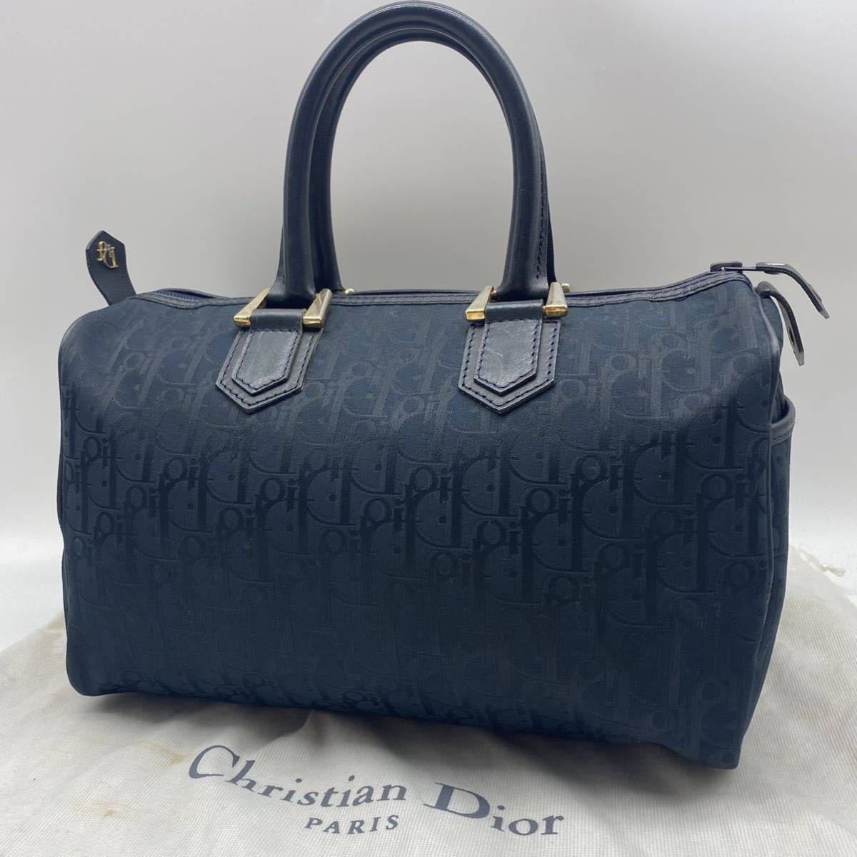 Dior ディオール ミニボストン トロッター ハンドバッグ ロゴ ネイビー