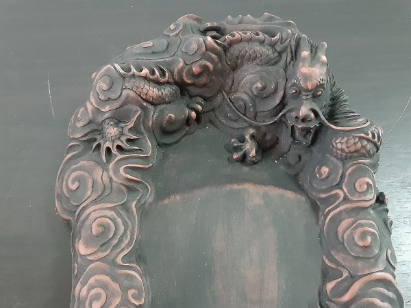 IJULFO3 書道具 中国 硯 銘あり 龍 硯 龍彫刻 すずり 雲龍彫大硯
