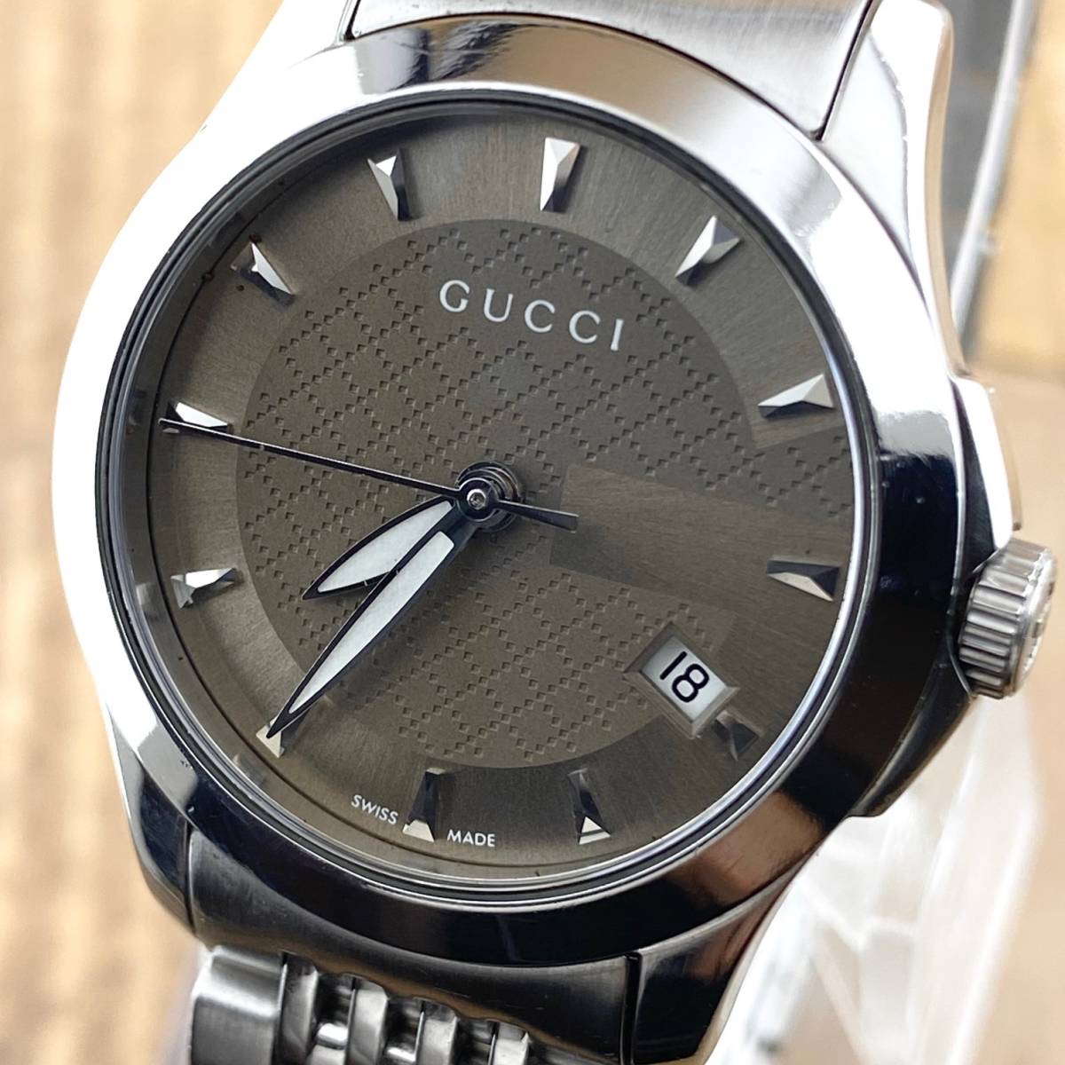 1円〜 GUCCI グッチ 腕時計 レディース 126.5 G-TIMELESS Gタイムレス ブラウン文字盤 Gフェイス デイト 訳有 可動品(女性用)｜売買されたオークション情報、yahooの商品情報をアーカイブ公開 - オー 女性用