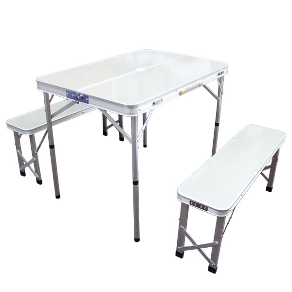 90cm アルミテーブル セット ベンチ付 アウトドアテーブル