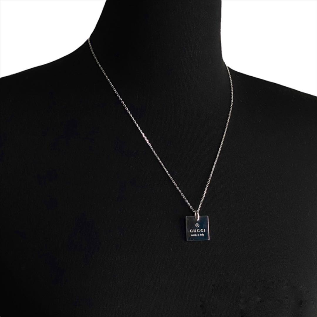 ◇GUCCI グッチ◇スクエアプレートネックレス ペンダント シルバー925 