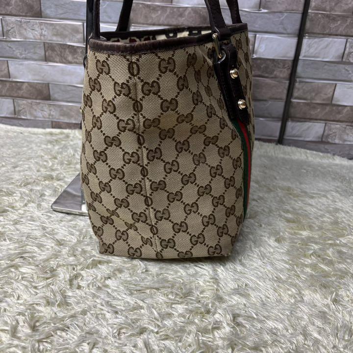 GUCCI GG柄 シェリーライン キャンバス トートバッグ チャーム付 美品