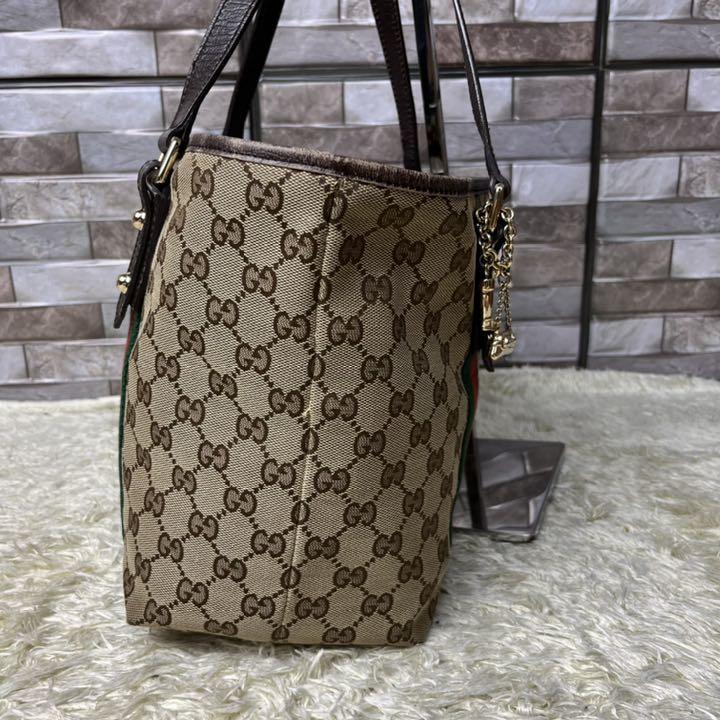 GUCCI GG柄 シェリーライン キャンバス トートバッグ チャーム付 美品