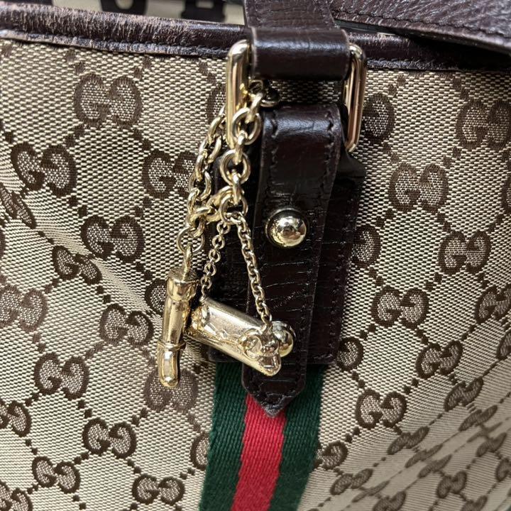GUCCI GG柄 シェリーライン キャンバス トートバッグ チャーム付 美品