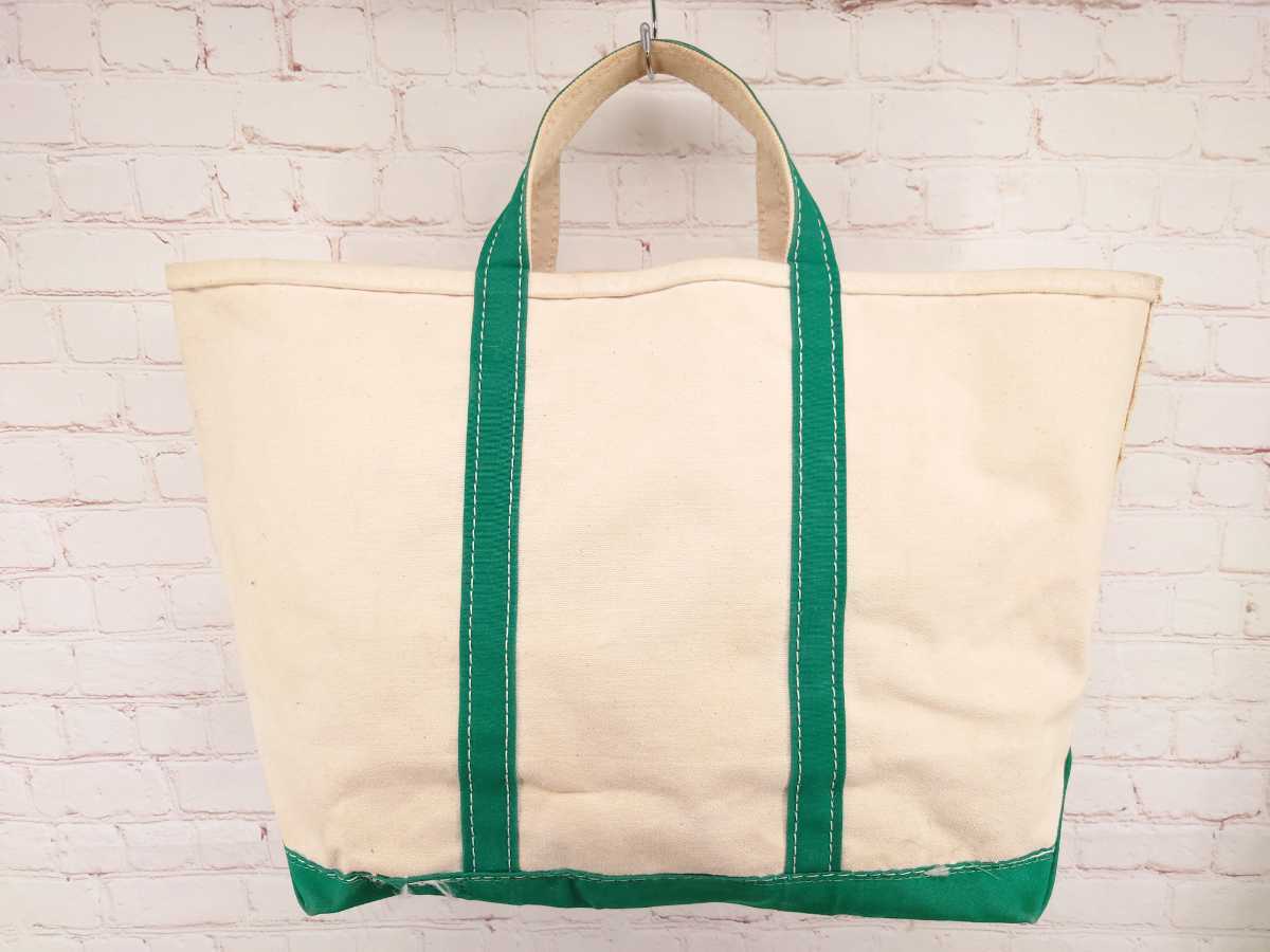 80s L.L.Bean トートバッグ ラージ ナチュラル×グリーン 2色タグ 