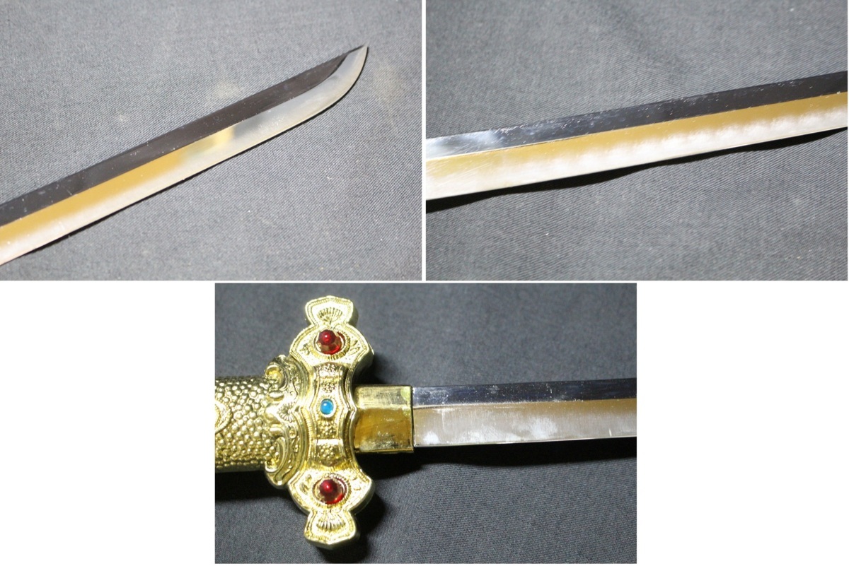 16oP06732F】☆希少☆黄金梨子地螺細錺剣☆特選美術品☆意匠登録申請