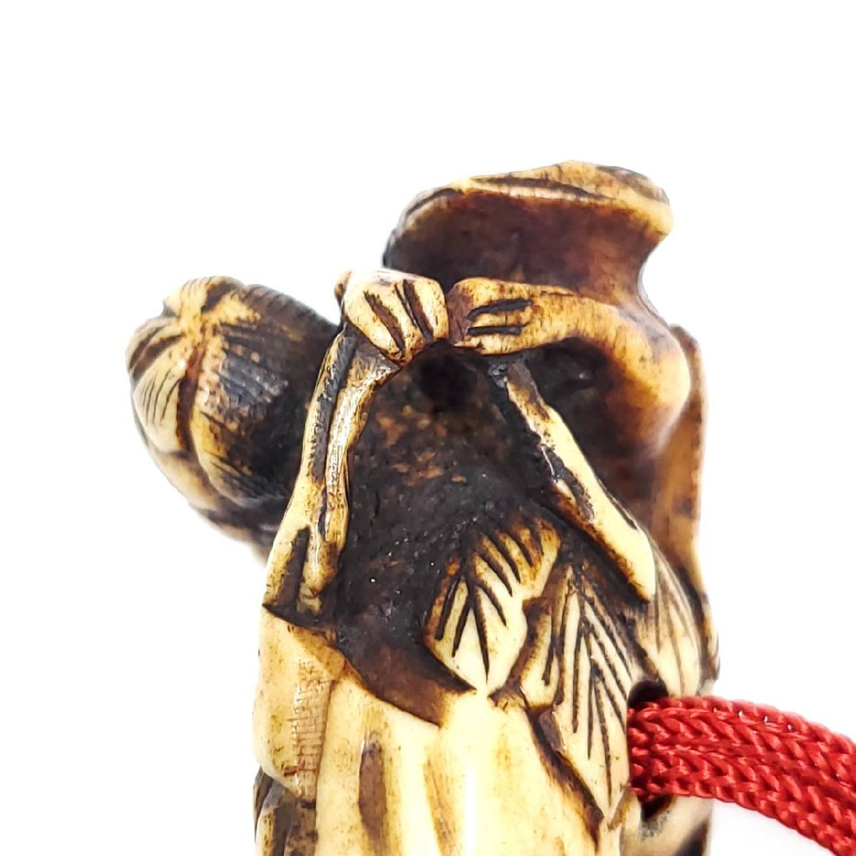 時代物 人物置根付 大ぶり 素材不明【蝦蟇翁】高4.7cm幅6.4cm 重95g