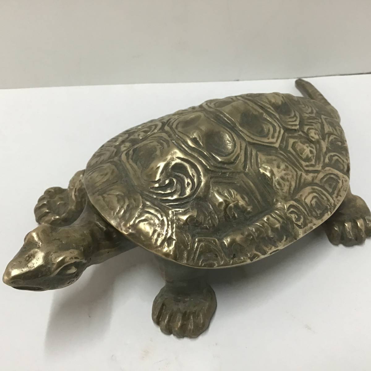 亀 銅 真鍮 甲羅 万年 長寿 置物 スッポン オブジェ 1500g ブロンズ
