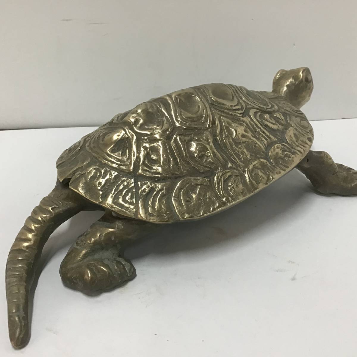 亀 銅 真鍮 甲羅 万年 長寿 置物 スッポン オブジェ 1500g ブロンズ