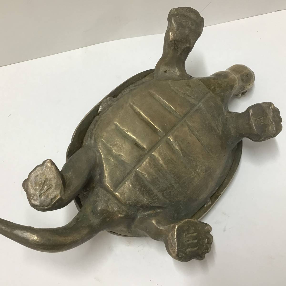 亀 銅 真鍮 甲羅 万年 長寿 置物 スッポン オブジェ 1500g ブロンズ