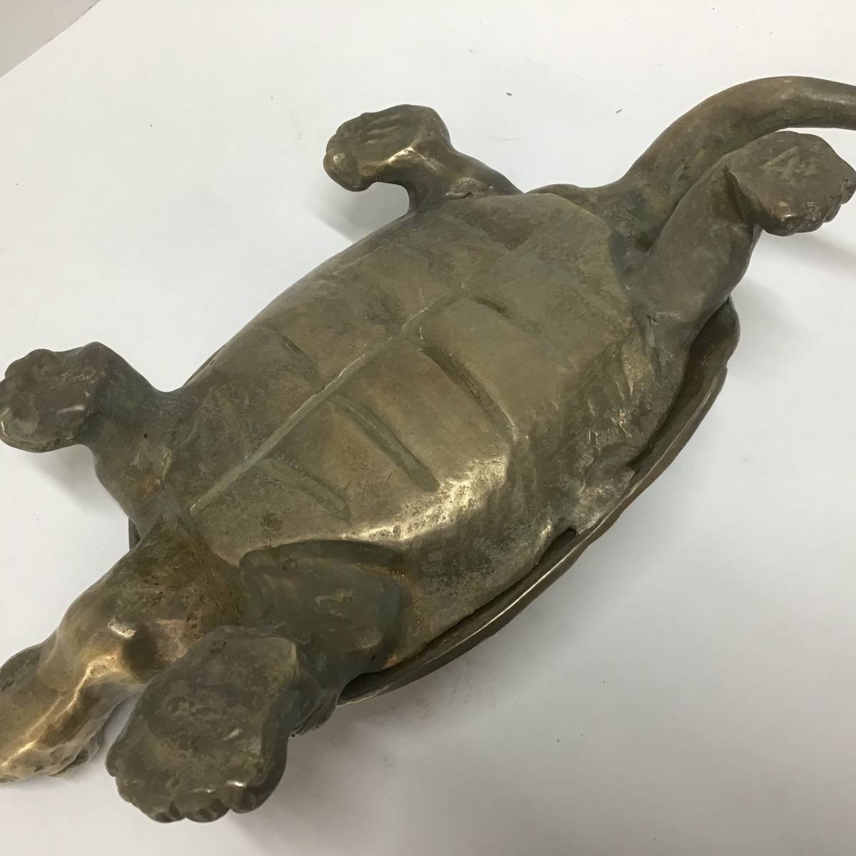 亀 銅 真鍮 甲羅 万年 長寿 置物 スッポン オブジェ 1500g ブロンズ