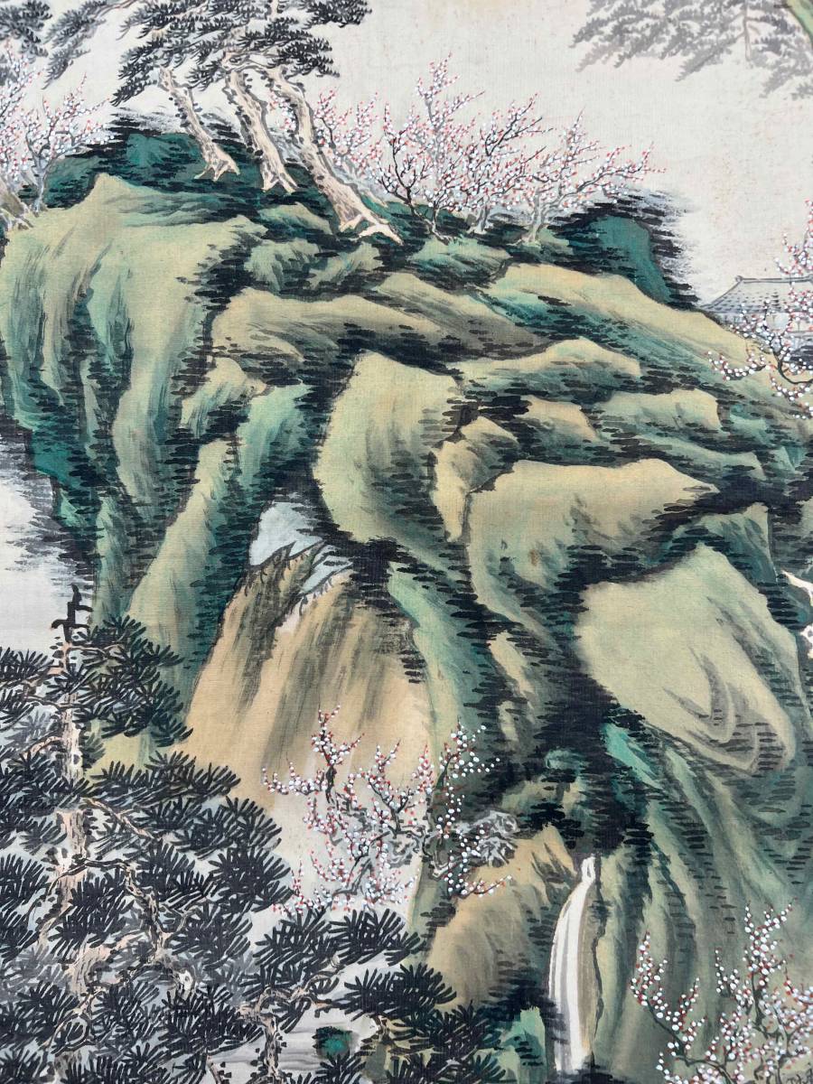 掛軸】〈作者不明〉 『山水図』〔絹本肉筆） 共箱 / 中国画 人物図