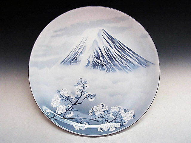 鉄道省 国際観光局 皇紀2600年記念 富士桜 飾り大絵皿 ◇ オールド