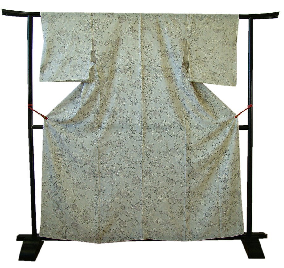 時代屋 裄64.4ｃｍ 夏物 お茶事 駒絽 ３本絽 小紋 正絹 仕立上り 150ｃｍ～156ｃｍ KK140