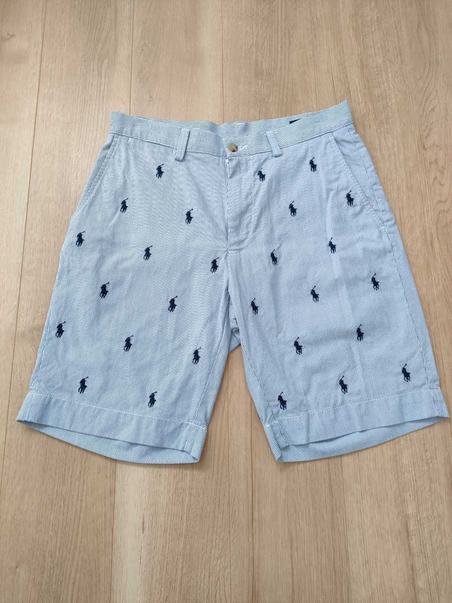 【POLO RALPH LAUREN】ラルフローレン ハーフパンツ ショートパンツ W29 美品 ストライプ 総柄 送料無料