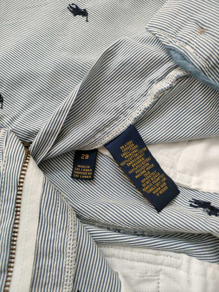 【POLO RALPH LAUREN】ラルフローレン ハーフパンツ ショートパンツ W29 美品 ストライプ 総柄 送料無料