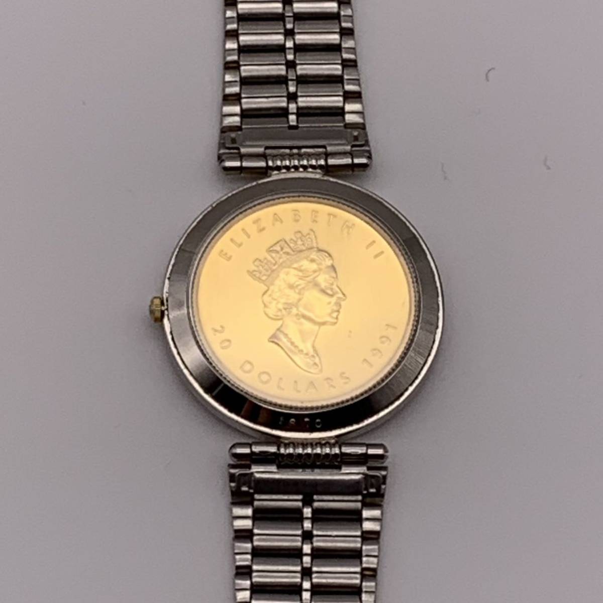 メープルリーフ1/2オンス 1/2oz 1991年 金貨時計 コインウォッチ:金  