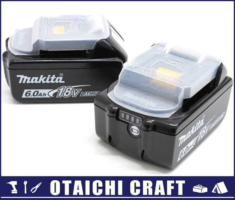 【未使用】makita(マキタ) 純正 18V スライド式バッテリー BL1860B 6.0Ah 雪マーク 2個セット｜セットばらし品【/D20179900013931D/】 18V スライド式バッテリー 純正 リチウムイオン 0 スライド式バッテリ14.4V⁄18V対応