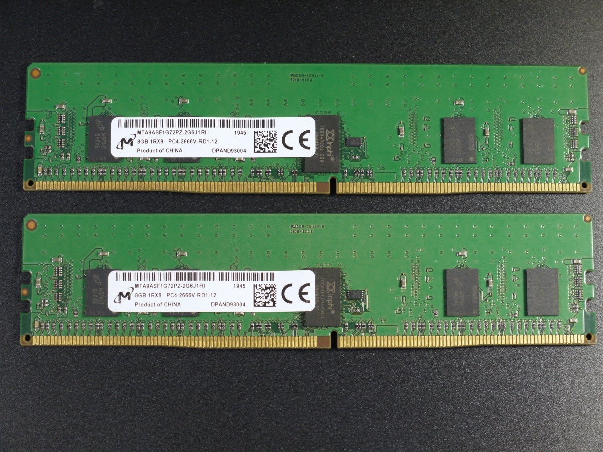 Micron DDR4-2666 ECC DDR4 メモリ 8GB 16GB サーバーパソコン用 (PC4