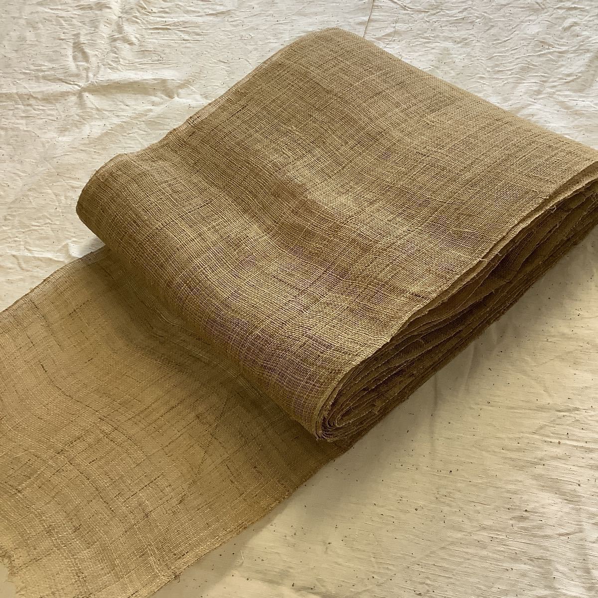 古布前掛け専門屋◇珍品◇産地不明◇麻◇反物◇地織◇12m◇自然布原子  