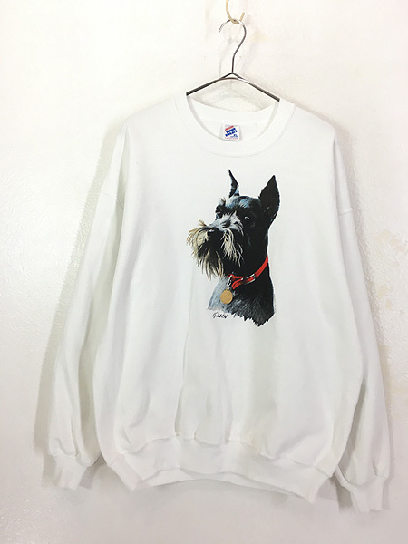 古着 90s USA製 犬 シュナウザー アニマル スウェット トレーナー XL 古着
