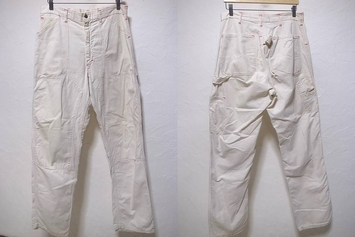 60s70s Carhartt カーハート ダブルニー 生成り ペインターパンツ 
