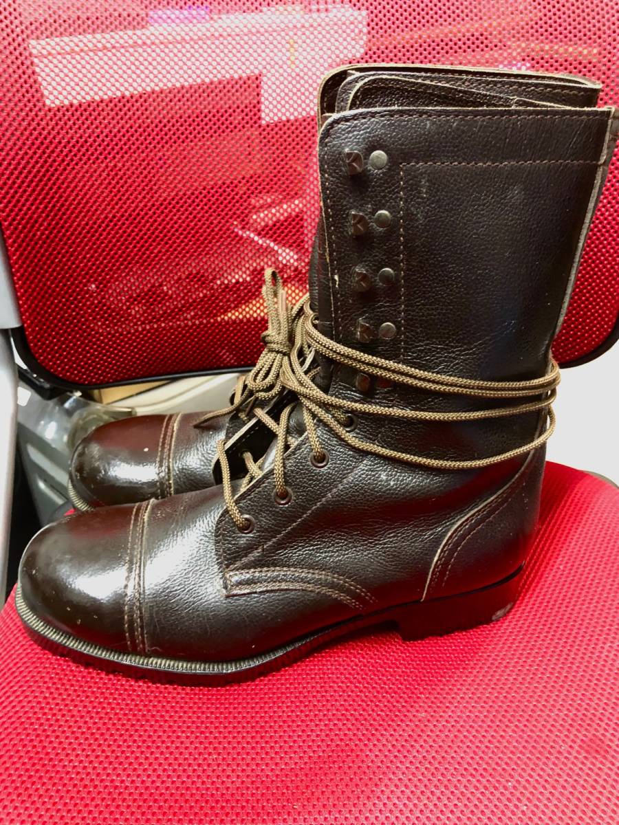 レア 陸上自衛隊 旧型半長靴 茶色 25.5センチ ミリタリーブーツ美品