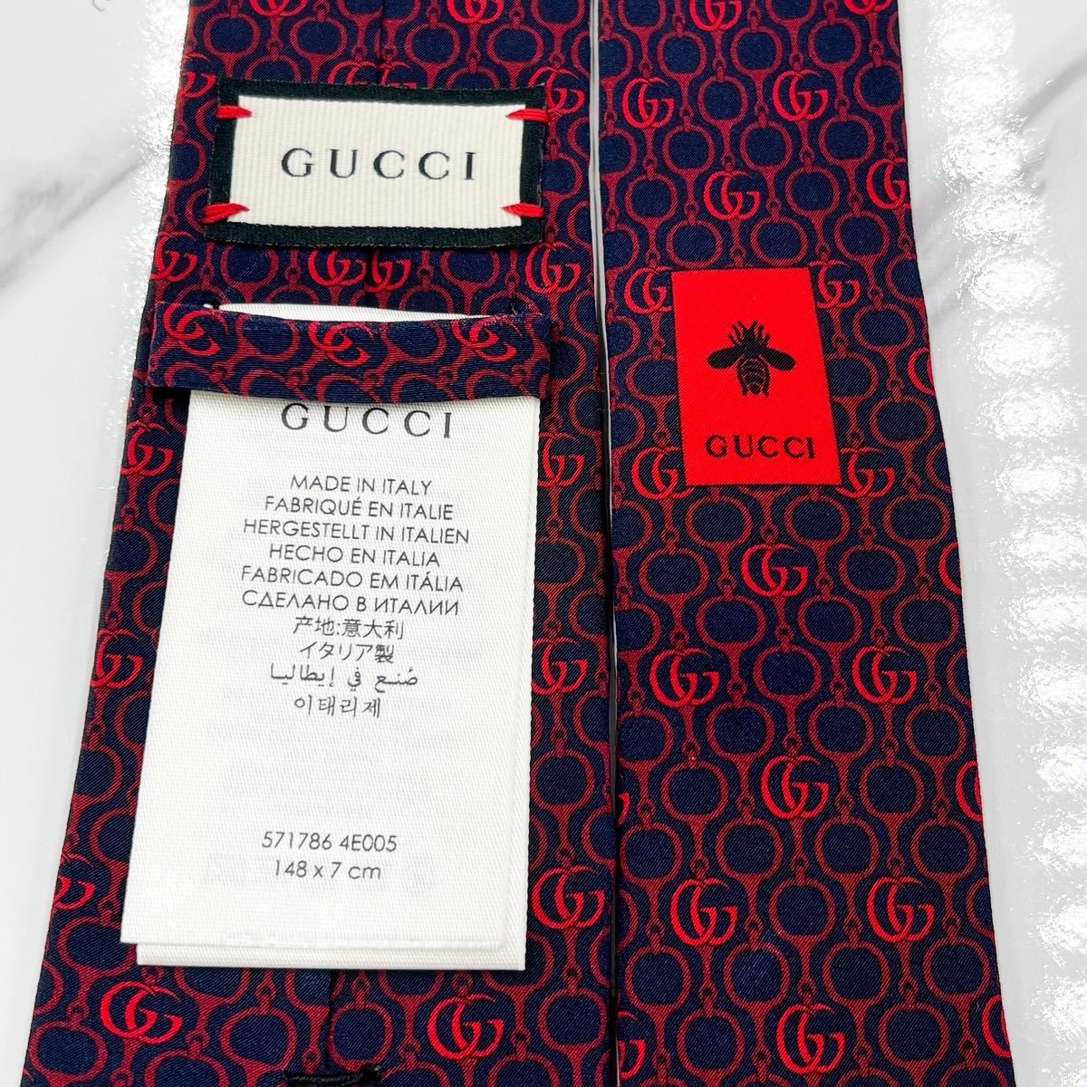 1円 美品 希少 ネクタイ GUCCI グッチ 現行タグ シルク100 GG