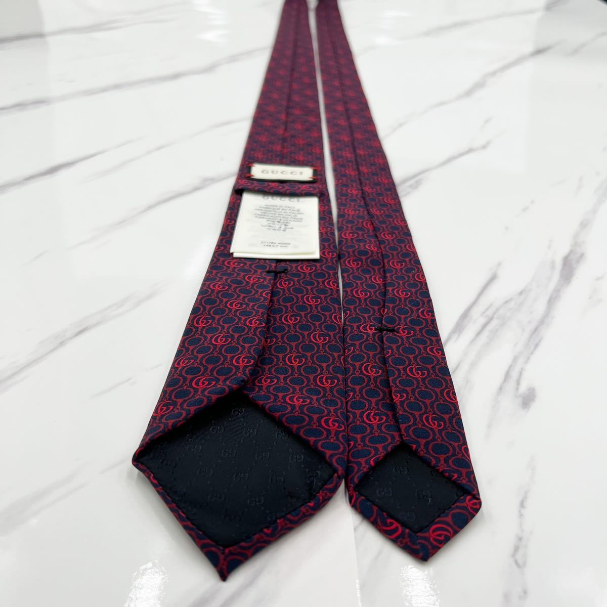 1円 美品 希少 ネクタイ GUCCI グッチ 現行タグ シルク100 GG
