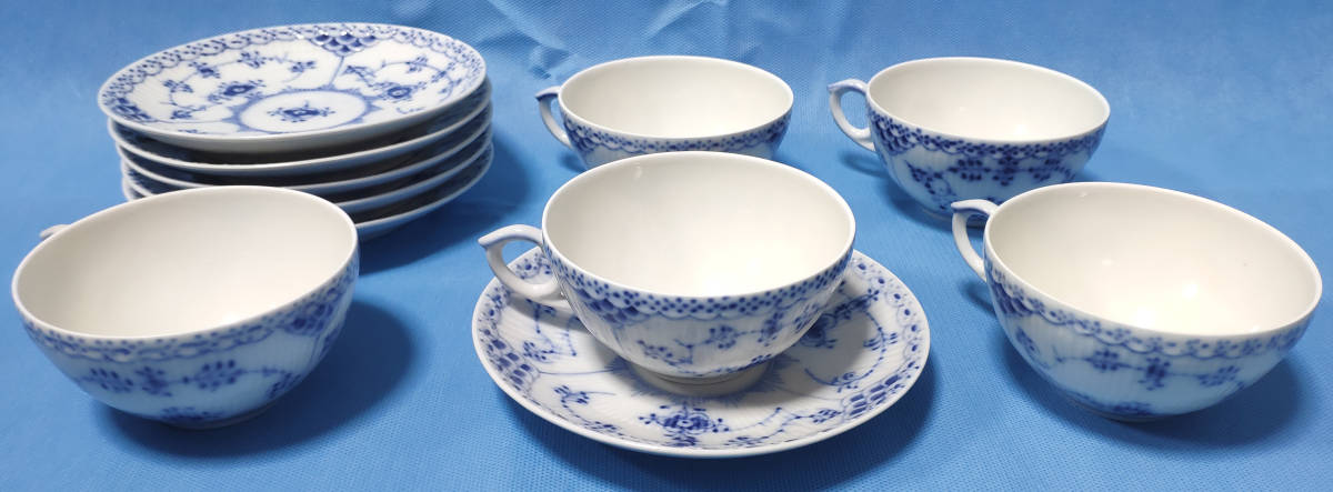 新作登場，新作】 ROYAL COPENHAGEN ブルーフルーテッド ハーフレース 