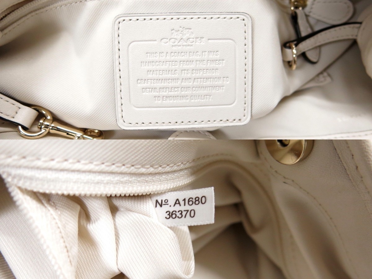 未使用●COACH コーチ●36370 イーディ●シグネチャー●キャンバス カーフ レザー 本革●2wayトート バッグ●ベージュ アイボリー●28497 コーチ シグネチャー COACH ウェイバリーバッグ (コーチ) キャンバス(トートバッグ