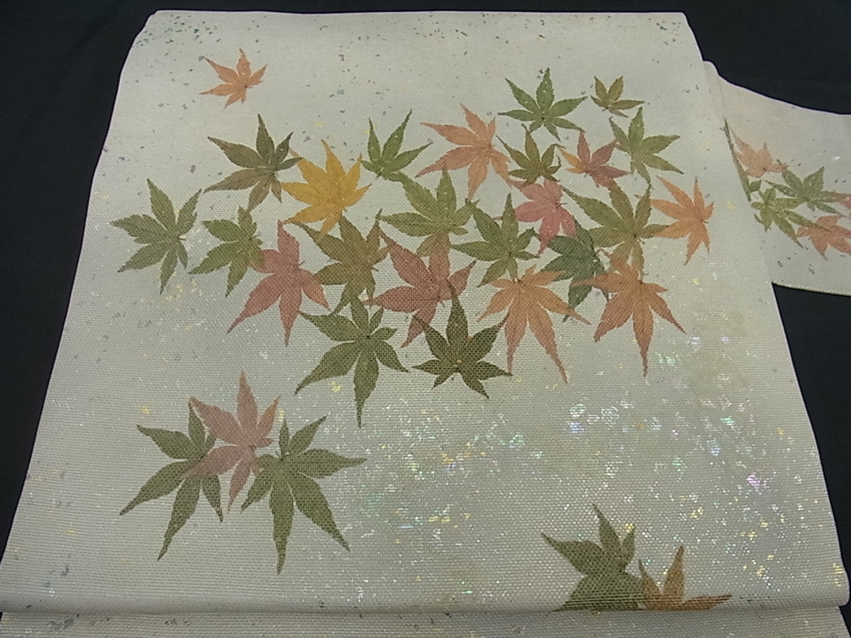 平和屋着物 夏物 九寸名古屋帯 作家物 楓文 金銀彩 逸品 ch941(