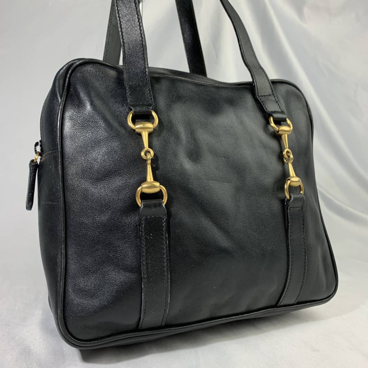 爆買い，お買い得 1円 極 GUCCI グッチ ホースビット ショルダー バッグ 肩掛け ゴールド金具 レザー ロゴ刻印 黒 ブラック メンズ ユニセックス(その他)｜売買されたオークション情報、yahooの商品情報をアーカ かばん、バッグ
