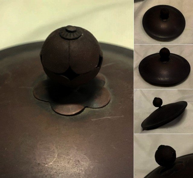 ◇時代物 茶道具 鬼面風炉釜【 茶釜 鉄釜 炉釜 鬼面風炉 春峰作・前瓦