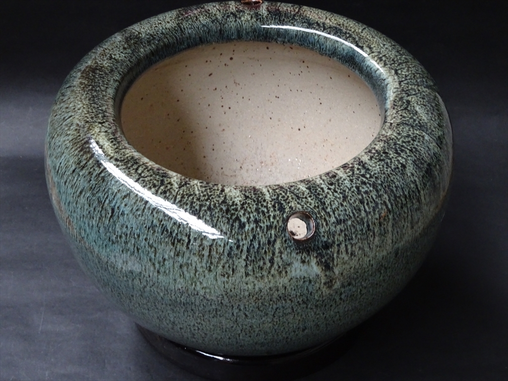 火鉢 壺 メダカ 睡蓮鉢 花蝶窓浮世絵 金魚 水瓶 メダカ鉢 金魚鉢 火鉢