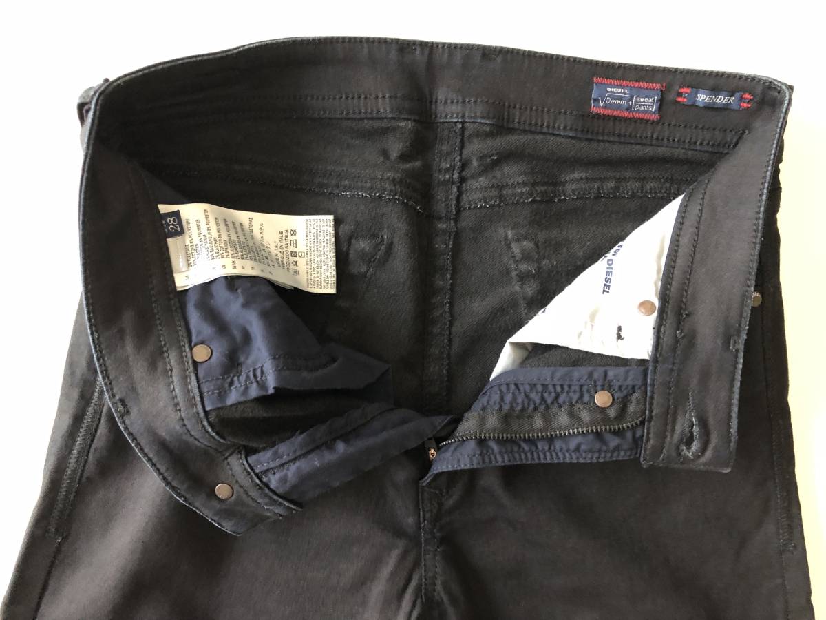 DIESEL ブラックスリム ジョグジーンズ W28 ☆DIESELオールブラック 