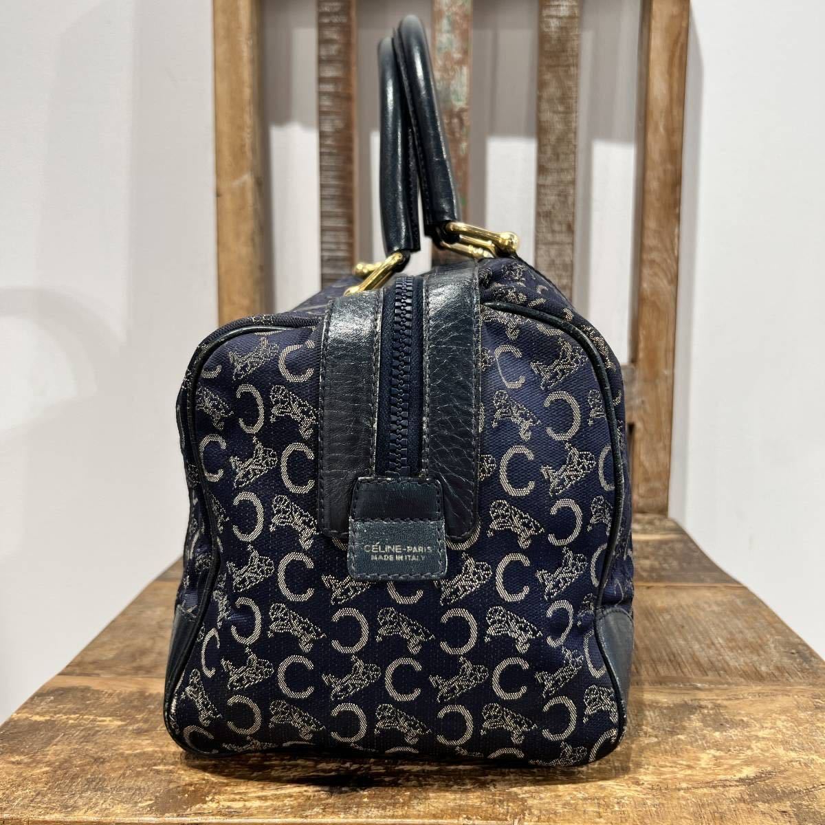 CELINE セリーヌ ボストンバッグ 馬車 レザー キャンバス